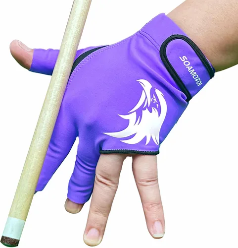 Miniatura 8 de Guante de piscina para mano izquierda, 3 dedos para diestros, guantes de billar transpirables, de secado rápido, guantes duraderos para taco de Verde