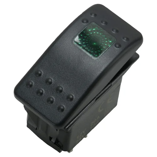 Miniatura 2 de Amarine Made Paquete de 2 interruptores basculantes LED impermeables de 12 V y 20 amperios para barco, SPST 3P, con luz (verde)