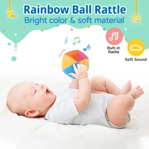 Miniatura 4 de Dulsaera Montessori Toys 7 en 1 Juego educativo de aprendizaje juguetes para recién nacidos, bola de arcoíris, libros blancos y negros para bebés