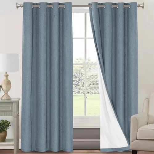 Miniatura 128 de Primitive - Cortinas opacas 100 % de lino texturizado natural para dormitorio, sala de estar, cortinas para ahorra energía, tela de arpillera