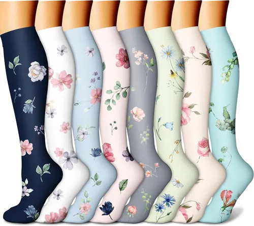 Miniatura 8 de CHARMKING Calcetines de compresión para mujeres y hombres para circulación (8 pares) 15-20 mmHg, mejor soporte para ciclismo atlético