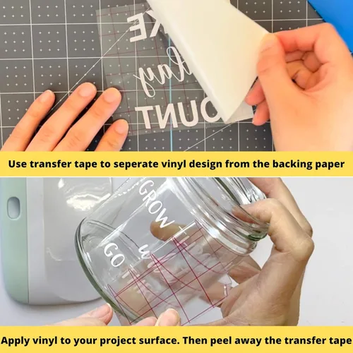 Miniatura 4 de Kassa Cinta de transferencia para vinilo, transparente, 6 pulgadas x 50 pies, 3 hojas de vinilo blanco y negro incluidas, compatible con Cricut