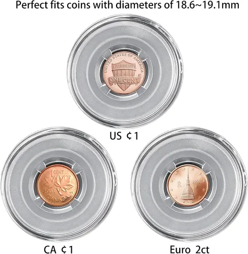 Miniatura 5 de Cápsulas de monedas con 4 bolsillos posicionamiento almohadillas flotantes coleccionista para Lincoln Cent/Penny/Canadian 1 Cents/Euro 2 Cents 6