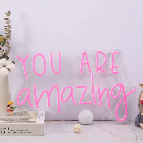 Miniatura 4 de SYLHOME Letreros de luz LED de neón Pink You Are Amazing para bodas, cumpleaños, fiestas de niñas, letrero de decoración de pared, aula, hogar