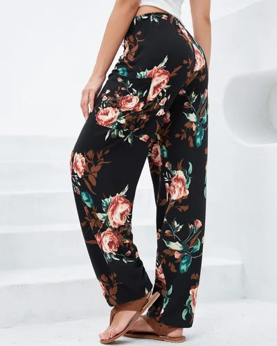 Miniatura 2 de QIANXIZHAN Pantalones de harén para mujer, pantalones hippie palazzo, pantalones bohemios, ropa de yoga con bolsillos