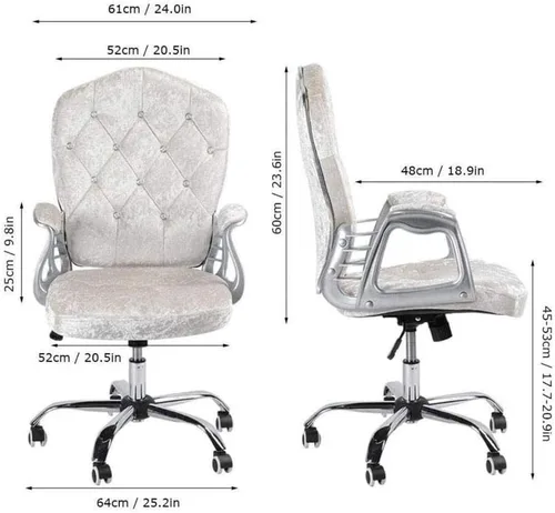 Miniatura 2 de Silla de computadora con silla giratoria ajustable de terciopelo, silla de computadora, silla giratoria de oficina de estudio, silla giratoria