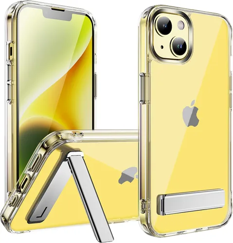 Miniatura 14 de CEDO Funda con soporte para iPhone 15, ajustable en 3 direcciones con soporte de metal, parachoques resistente a golpes de grado militar, cubierta