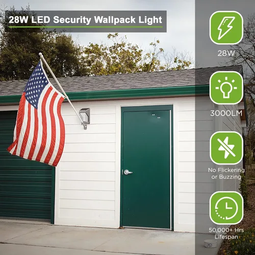 Miniatura 6 de TIERONE Luz LED de Pared con Fotocélula del Atardecer al Amanecer Iluminación de Seguridad para Montaje en Pared al Aire Libre 28W 3000LM 4000K Luz