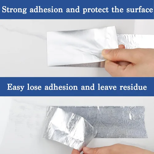 Miniatura 5 de Cinta de papel de aluminio, 3 pulgadas x 65 pies (3.9 mil), cinta HVAC resistente, cintas metálicas adhesivas aislantes para conductos, tubos