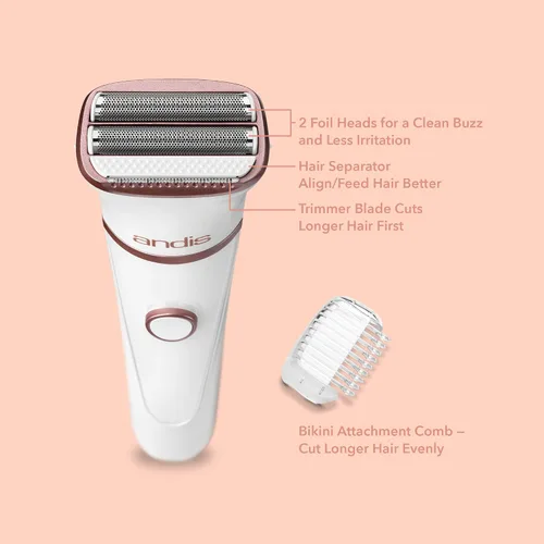 Miniatura 15 de Andis 31015 Afeitadora eléctrica Close Curves para mujer, perfecta para depilación de piernas, área de bikini y axilas, afeitadora inalámbrica