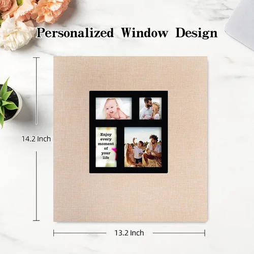Miniatura 2 de Potricher - Álbum de fotos de 4x6 pulgadas, 600 fotos, con tapa de lino, gran capacidad, álbumes de fotos para recuerdos familiares, bodas, Beige