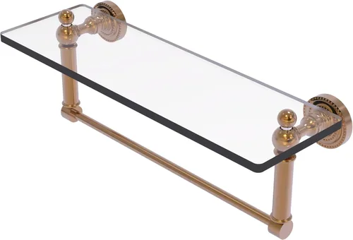 Miniatura 9 de Allied Brass DT-1TB/16-PB Estante de vidrio con toallero, 16 pulgadas x 5 pulgadas Latón pulido