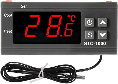 Miniatura 2 de Dorhea Controlador de temperatura LCD digital 10A DC 24V Termostato STC-1000 3.3 ft Sensor NTC Termostato Regulador Calentador Enfriador 2 Salida