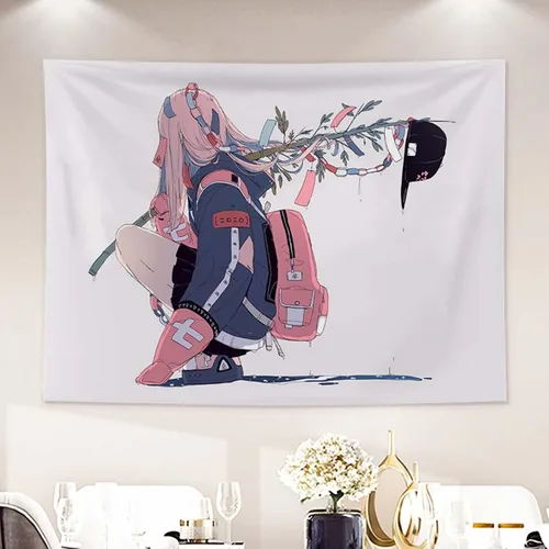 MLAFE Tapiz Kawaii con temática de cómic de anime, póster de dibujos animados, arte de franela para decoración del hogar (27.55 x 39.37 pulgadas,