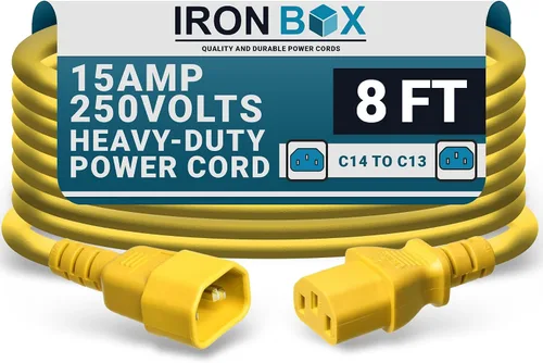 Miniatura 15 de IronBox Electric - Cable de Alimentación C14 a C13 de Servicio Pesado, 15A, 250V, Cable de Extensión para Computadora 14/3 AWG - Cables