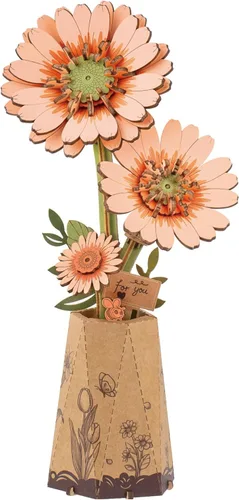 Miniatura 21 de rowood Rompecabezas 3D de flores de madera, juego de bloques de construcción de flores, kit de manualidades, día de la madre, día de San Valentín