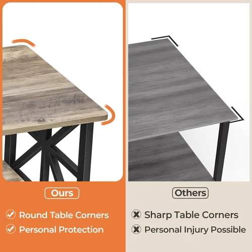 Miniatura 4 de GreenForest - Mesa de café para sala de estar con esquinas redondas, mesa central estilo granja con estante de almacenamiento de 39 pulgadas, ahorro
