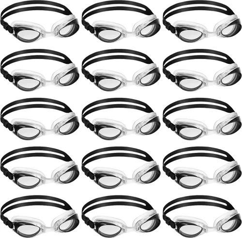 Konohan Paquete de 15 gafas de natación de verano, unisex, de silicona, anti niebla, lentes transparentes para adultos, hombres, mujeres y niños