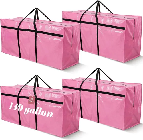 Miniatura 43 de 4 Piezas Bolsas de Mudanza Grandes con Cremallera y Asas Bolsas de Lona Tipo Duffle Plegables de Almacenamiento Extra Resistentes Extra Grandes