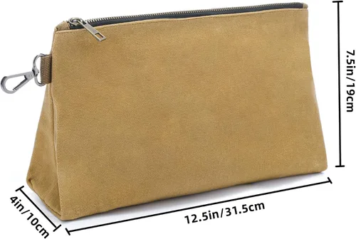 Miniatura 2 de Bolsa de herramientas de lona encerada, bolsa de herramientas resistente con cremallera suave y bolsa multiusos con mosquetón Caqui/Azul/Verde