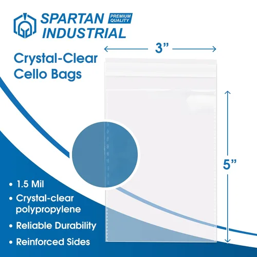 Miniatura 3 de Spartan Industrial - Bolsas de polietileno de celofán transparente resellable de 3 x 5 pulgadas (1000 unidades) para embalaje de jabón, bolsas