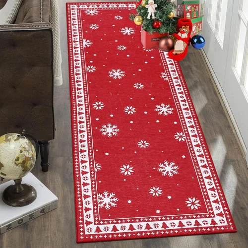 Miniatura 7 de Alfombra de pasillo de 2 x 6 pies, alfombra roja lavable, antideslizante, alfombra para interiores, para pasillo, entrada, lavandería, cocina, baño