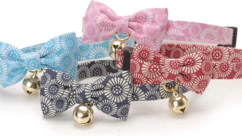 Miniatura 7 de Necoichi Kiku Ribbon Bow Tie Cat Collar (azul bebé)