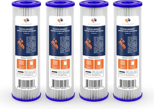 Aquaboon Cartucho de filtro de sedimento plisado para toda la casa de 5 micras de 10 x 2.5 pulgadas para reemplazo de filtro de agua de pozo,