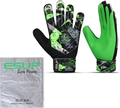 Miniatura 4 de Guantes de portero de fútbol para niños, jóvenes y adultos, guantes de portero de fútbol con doble protección para la muñeca y látex de 0.157 Verde