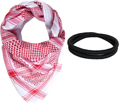 Jmkcoz Shemagh árabe táctico desierto keffiyeh pañuelo para la cabeza turbante árabe cuello diadema traje árabe musulmán para hombres mujeres