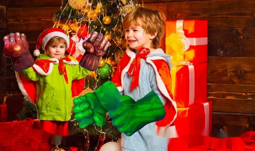 Miniatura 6 de Increíbles guantes de héroe supermanos aplastando puños cosplay disfraz de Halloween Navidad perlas marrones que brillan THA