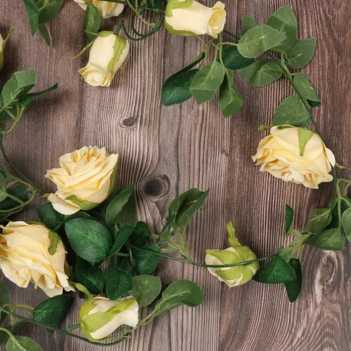 Miniatura 7 de SHACOS - Guirnaldas de rosas artificiales para colgar con hojas y flores para uso en el hogar, bodas, fiestas