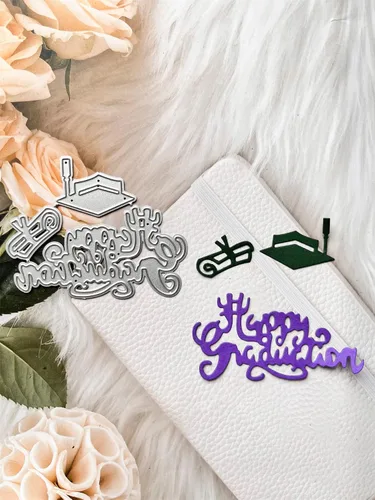 Miniatura 4 de Troqueles de metal de graduación feliz, troqueles de corte para hacer tarjetas, troqueles en relieve para álbumes de recortes, decoración