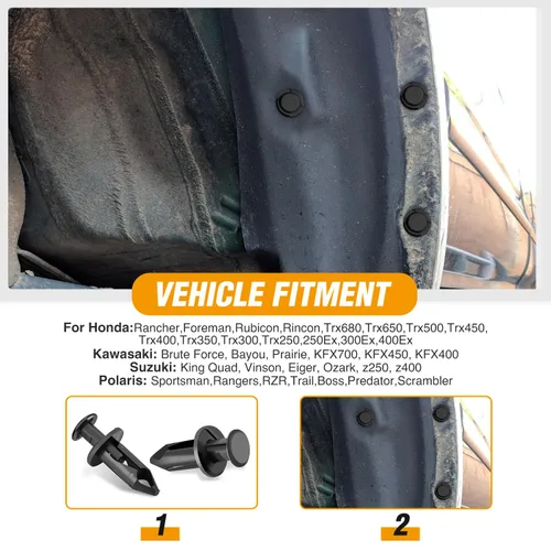 Miniatura 4 de GOOACC 100 clips de guardabarros para el cuerpo, remaches para el motor, debajo de la cubierta, clips de protección contra salpicaduras para Honda