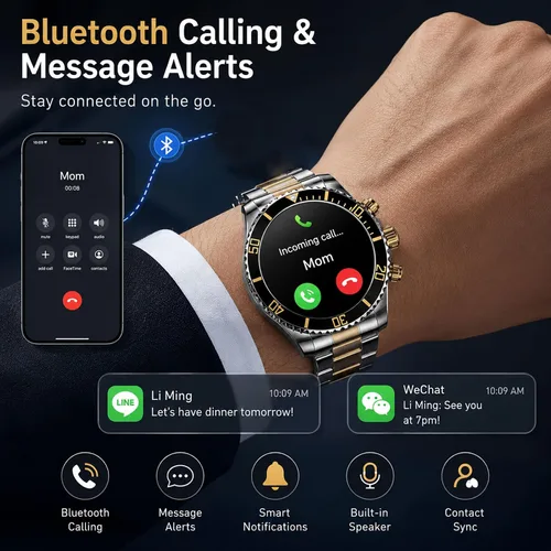 Miniatura 2 de findtime Reloj inteligente para teléfonos Android, contestar hacer llamadas, recordatorio de SMS, reloj inteligente compatible con iPhone