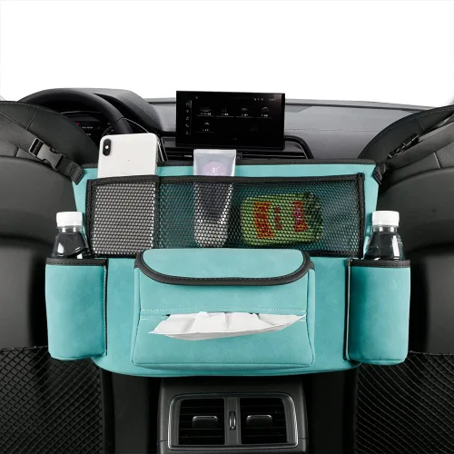 Miniatura 7 de JEYODA Soporte para bolso de coche entre asientos, de gamuza de gran capacidad, para consolas y organizadores automotrices para almacenamiento