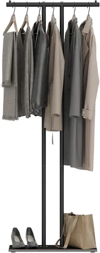 OUTBROS Perchero de metal grande independiente con base de roca, almacenamiento de ropa de pie para interiores, 23.6 pulgadas de ancho, resistente