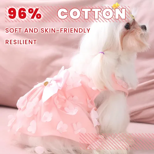 Miniatura 2 de Laifug Vestido de perro con estampado de cachorro, vestido de princesa para perro, ropa de fiesta linda (rosa, M)