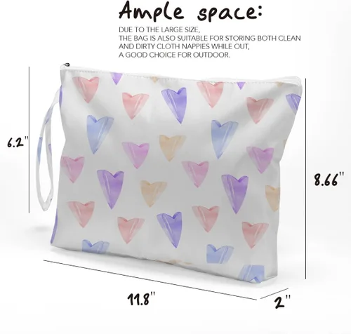 Miniatura 6 de Fokongna Bolsa húmeda de corazón de amor, bolsa de maquillaje de viaje, impermeable, gran capacidad para mujeres, niñas, mamá, hermana, amigos