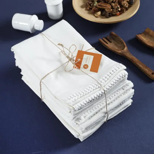 TARAN LIVING Juego de toallas de cocina blancas de 18 x 28 pulgadas, paquete de 6 paños de cocina de tela de algodón, suaves y absorbentes, lavables