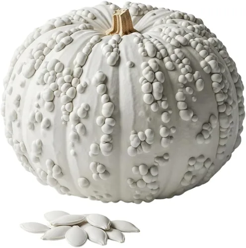 10 semillas de calabaza de espectro blanco verrugoso para plantar, blanco puro con verrugas sutiles, variedad rara y elegante para decoración única