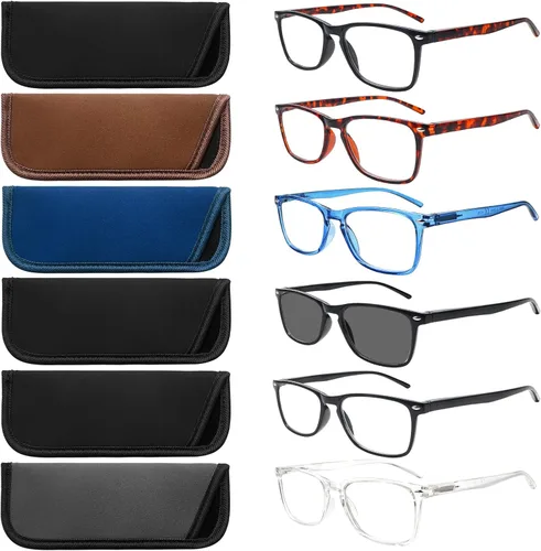Miniatura 15 de Paquete de 6 lentes de lectura para mujeres y hombres, lentes de bisagra de resorte, bloqueo de luz azul, antifatiga ocular, lectores de computadora