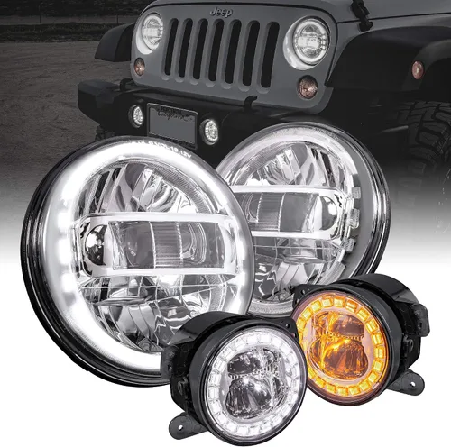 Miniatura 12 de TRUE MODS Faros LED de 7 pulgadas H6024 + luces antiniebla de 4 pulgadas para Jeep Wrangler JK Unlimited JKU Accesorios 2007-2018