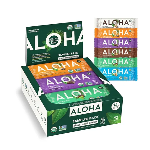 Miniatura 8 de ALOHA Barras de proteínas orgánicas a base de plantas, almendras y chocolate de coco, 12 unidades, barras de 1.98 onzas, veganas, bajas en azúcar