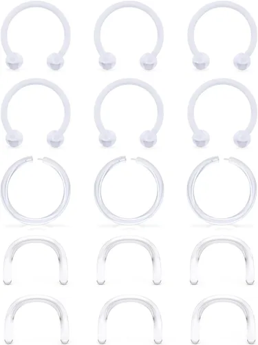 Miniatura 4 de Hoeudjo Anillos de tabique transparentes para tabique 16G, joyería de piercing de tabique de plástico para el trabajo, deportes, resonancia magnética