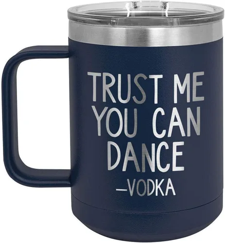 Miniatura 18 de Confíe en que puedes bailar - Taza de café negra de 15 oz con tapa superior deslizante Taza de café de viaje aislada Ideas de regalo