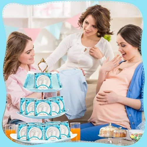 Miniatura 5 de AIXIANG Paquete de 24 jabones para baby shower, hechos a mano, patte azul en caja, para pies de bebé, recuerdos de jabón perfumado para baby shower