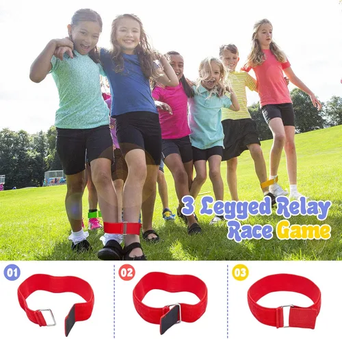 Miniatura 5 de Redllo 26 bolsas de carreras de sacos de patatas para juegos al aire libre para niños y adultos, bandas de carreras de 3 patas, con huevos y 26