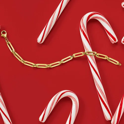 Miniatura 9 de Ross-Simons Italian 14kt Yellow Gold Alternating Paper Clip Link Bracelet