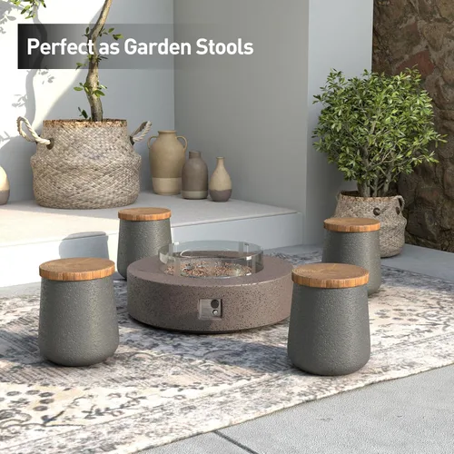 Miniatura 5 de SUNBURY Mesa auxiliar pequeña para exteriores, mesas auxiliares negras de 13 pulgadas de ancho para patio, mesa auxiliar decorativa, taburete